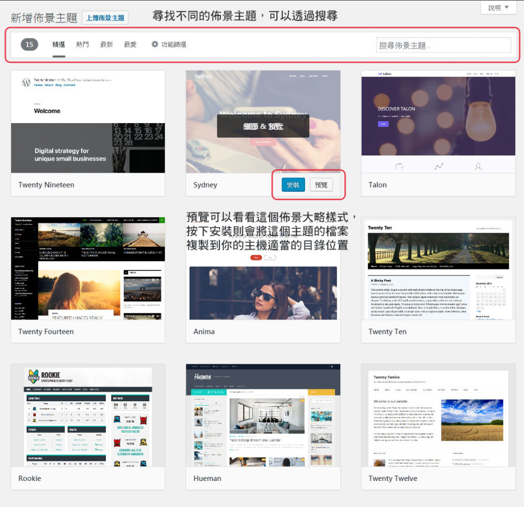 wordpress安裝佈景主題